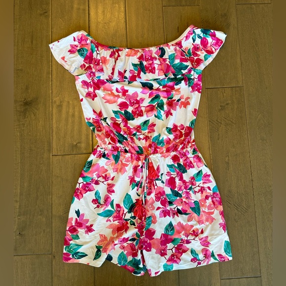 Tommy Bahama floral/tropical off the shoulder swim cover up  UPF 50 romper - Picture 5 of 5